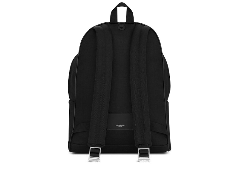Saint Laurent City Canvas Backpack Canvas Silver-Tone Black