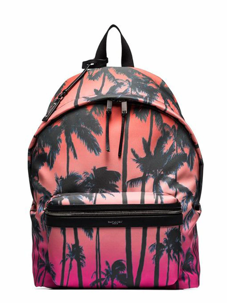 Saint Laurent City Canvas Backpack Palm Print Black/Multi in Nylon with ...