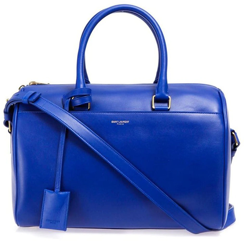 Saint Laurent Classic 6 Duffle Bag Blue in Calfskin Leather with Silver ...