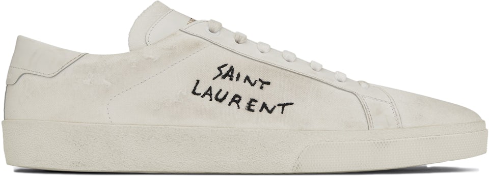 Saint Laurent SL80 Mid Top Sneaker Cuir Meridiano Graine in White - Size 41