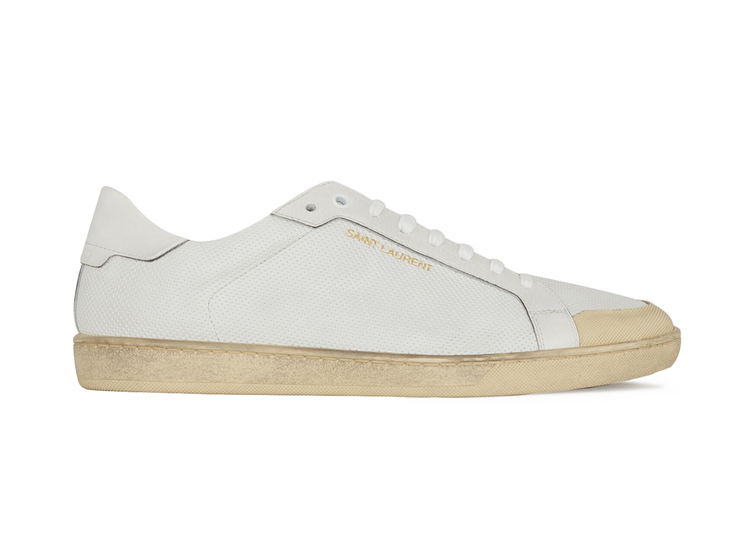 Pre-owned Saint Laurent Court Classic Sl/39 Low Perforated Leather Ivory
