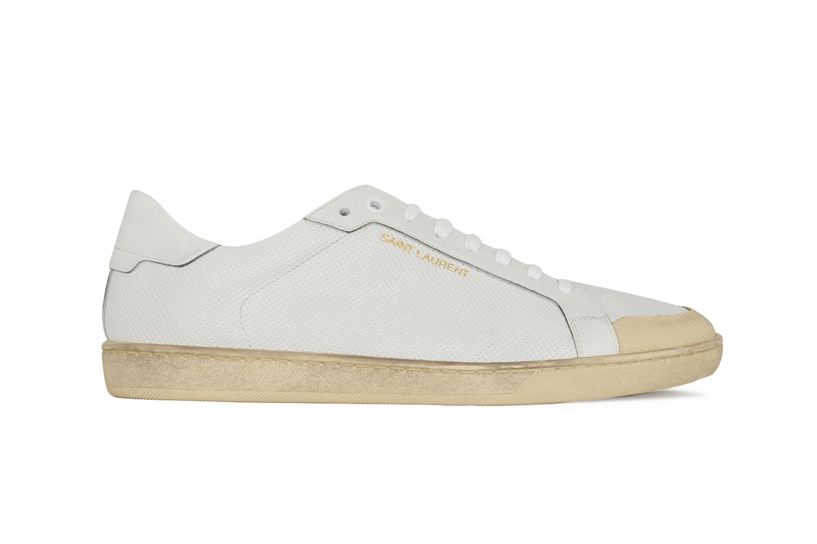 Pre-owned Saint Laurent Court Classic Sl/39 Low Perforated Leather Ivory