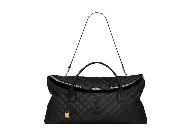 Pre-owned Saint Laurent Women's Es Giant Travel Bag In Quilted Leather In Black