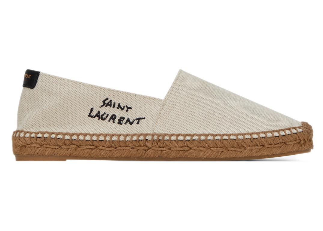 Pre-owned Saint Laurent Embroidered Espadrilles Natural Beige Canvas (women's)