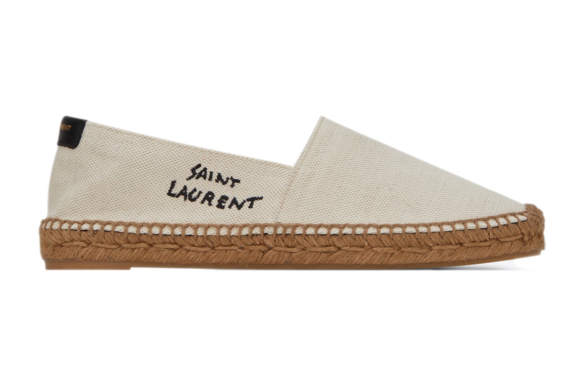 Pre-owned Saint Laurent Embroidered Espadrilles Natural Beige Canvas (women's)