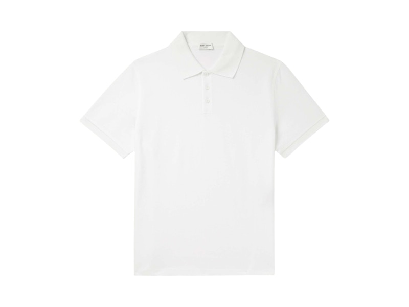 Saint Laurent Embroidered Logo Polo Shirt White Men's - US