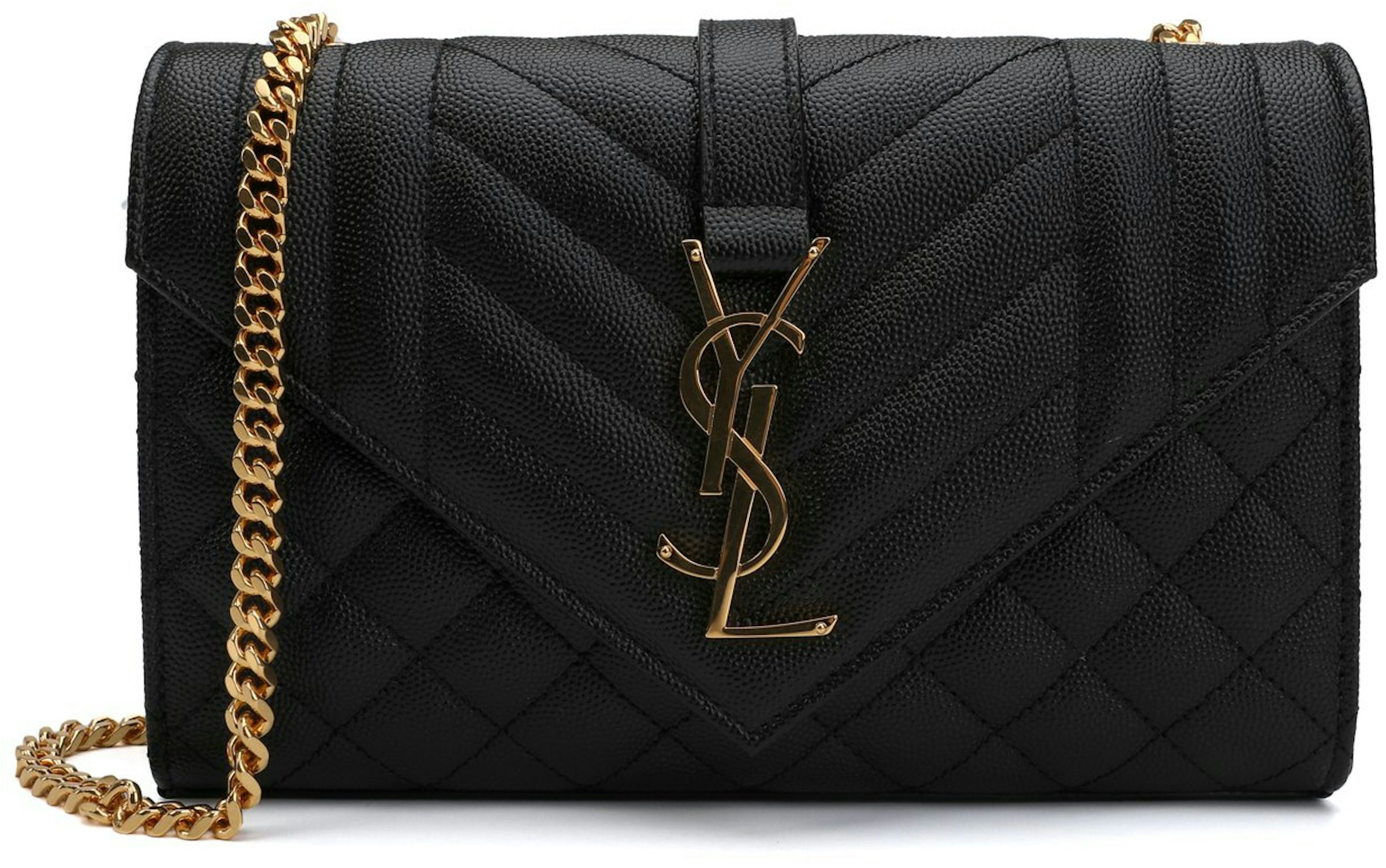 Saint Laurent Small Ysl Envelope Flap Wallet On Chain in Natural