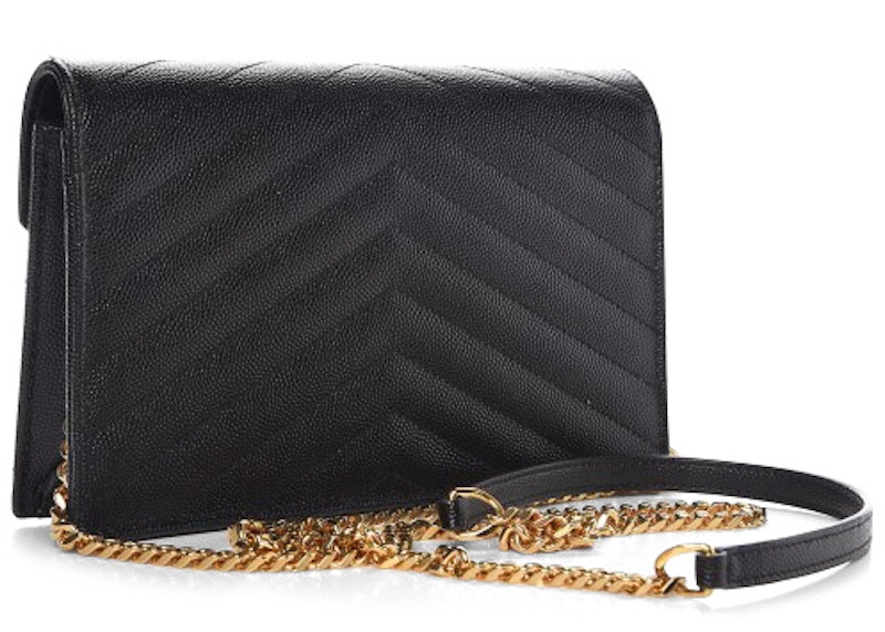 Saint Laurent Envelope Chain Wallet Matelasse Chevron Grain De Poudre
