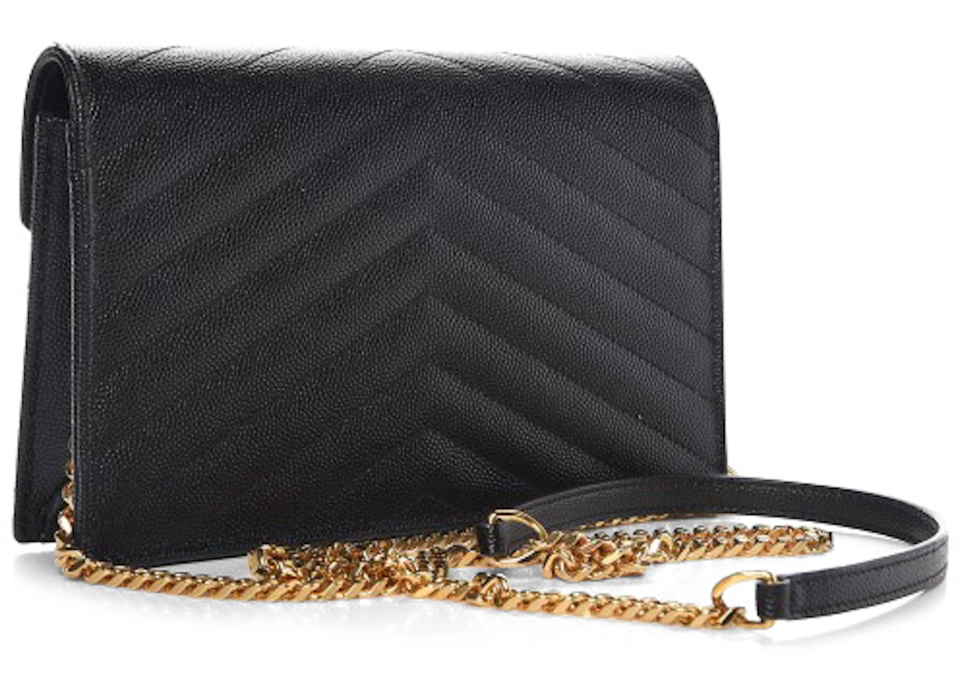 Saint Laurent Envelope Chain Wallet Matelasse Chevron Grain De Poudre