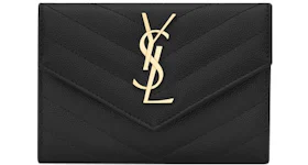Saint Laurent Envelope Wallet Matelasse Grain de Poudre Small Black