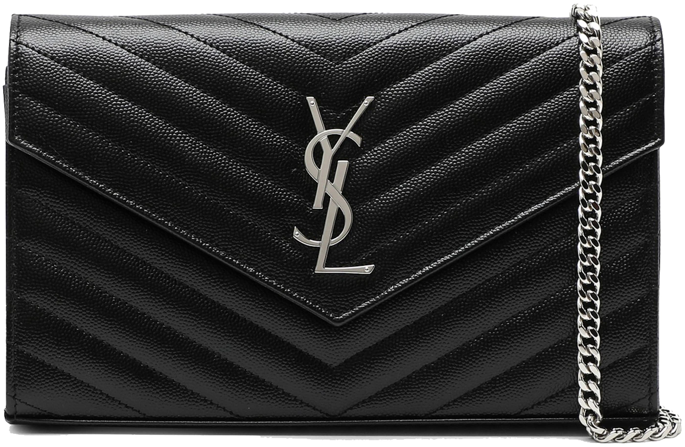 Saint Laurent Envelope Wallet Strap Black in Leather - US