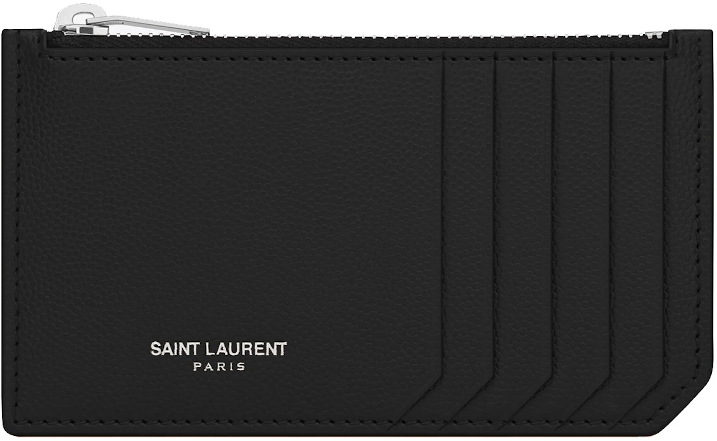 Saint Laurent 5 Fragments Pouch Card Case Grained Leather Black in ...