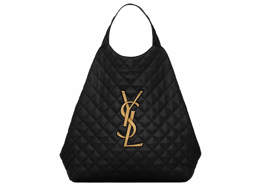 Pre-owned Saint Laurent Icare Maxi Shopping Bag Quilted Lambskin Black