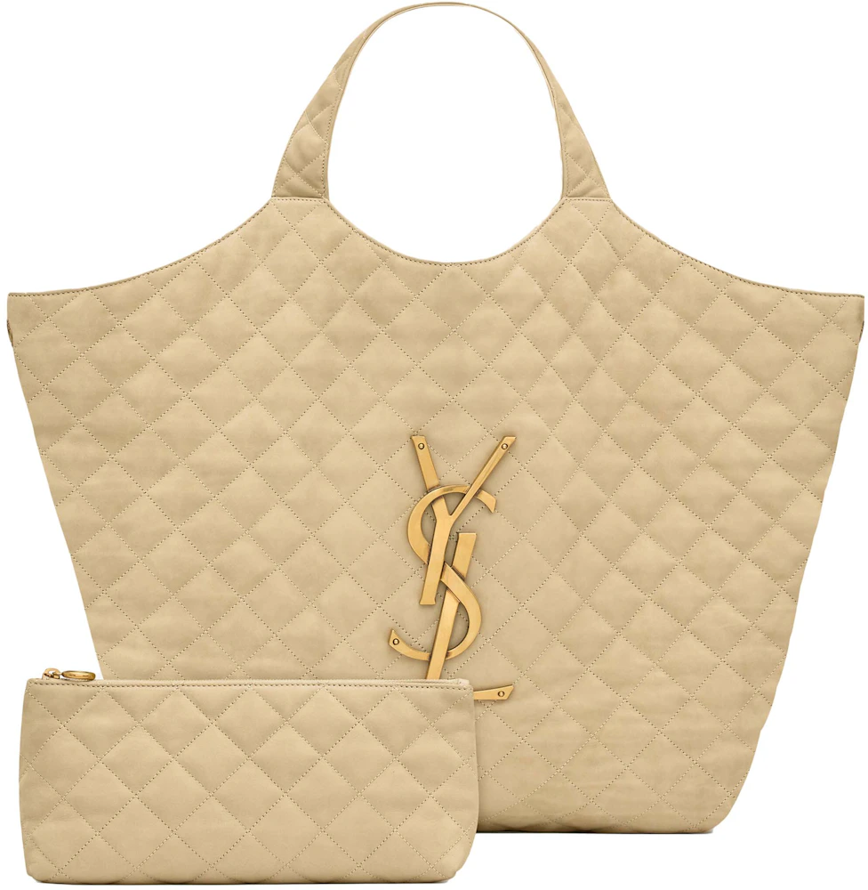 Saint Laurent Icare Maxi Shopping Bag Quilted Nubuck Suede Beige in ...