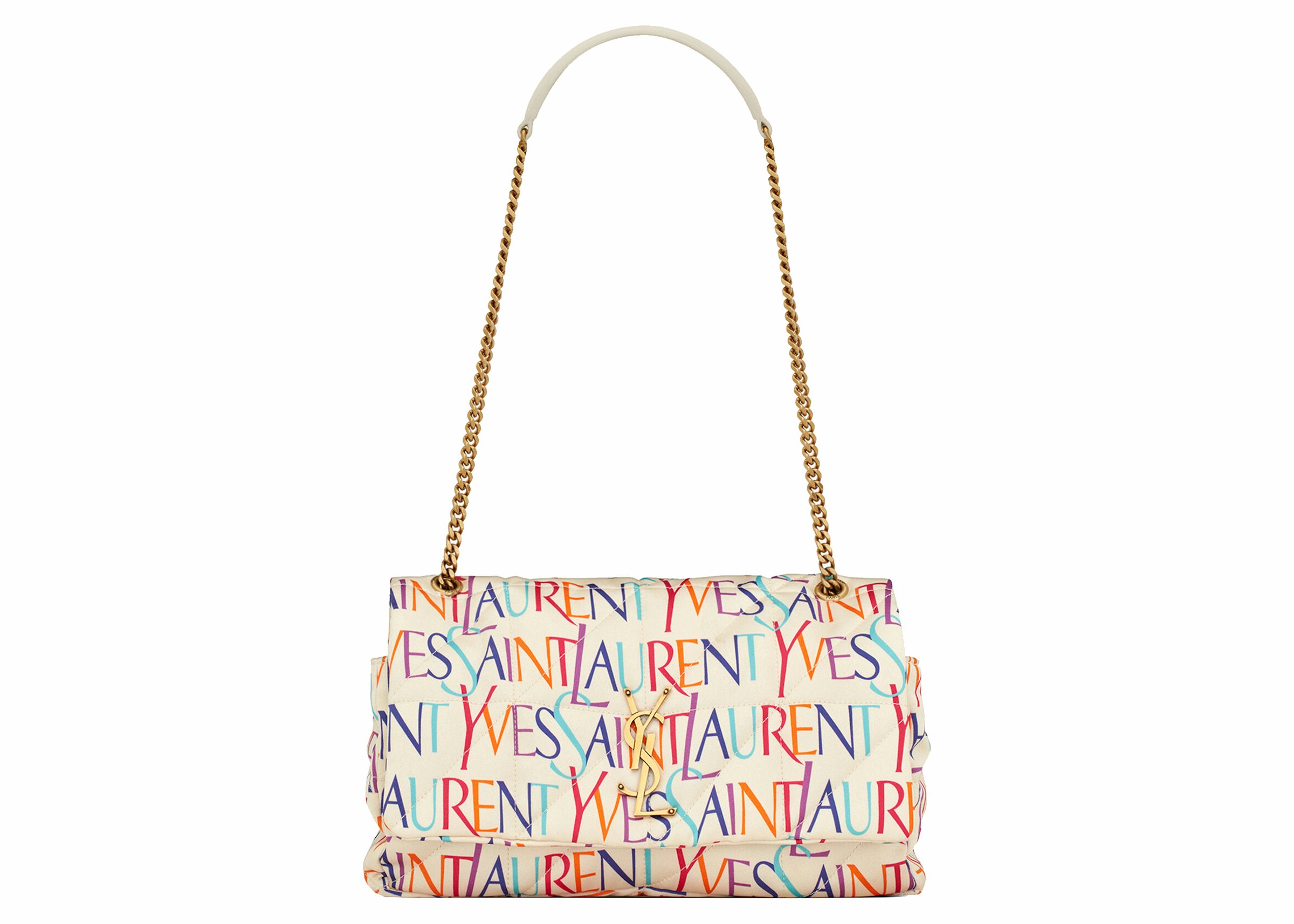 Saint Laurent Monogram All Over Tote In Canvas And Smooth Leather in  Natural