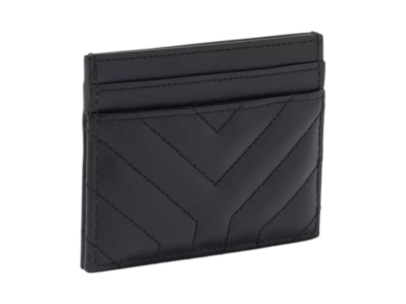 Saint Laurent Joan Card Case In Quilted Leather Black