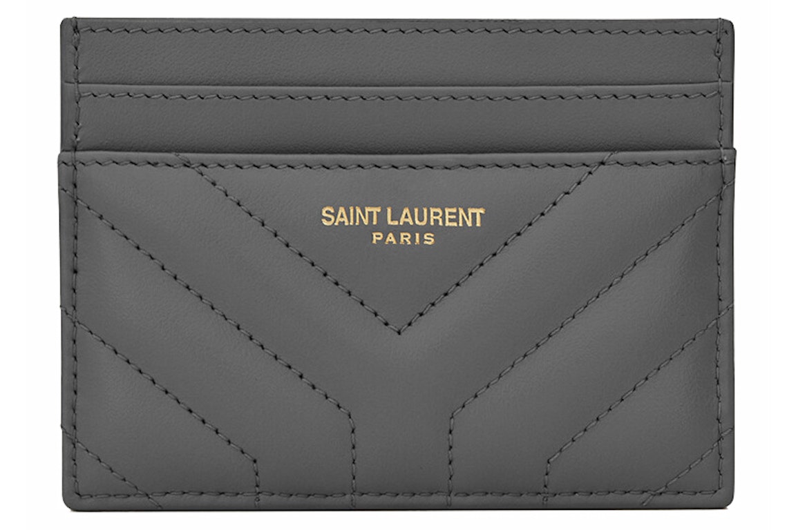 Pre-owned Saint Laurent Joan Card Case In Quilted Leather Black