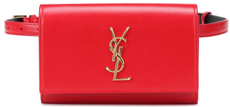 NEW Authentic YSL Saint Laurent Monogram Lou Calfskin Matelassee Belt Bag  Red