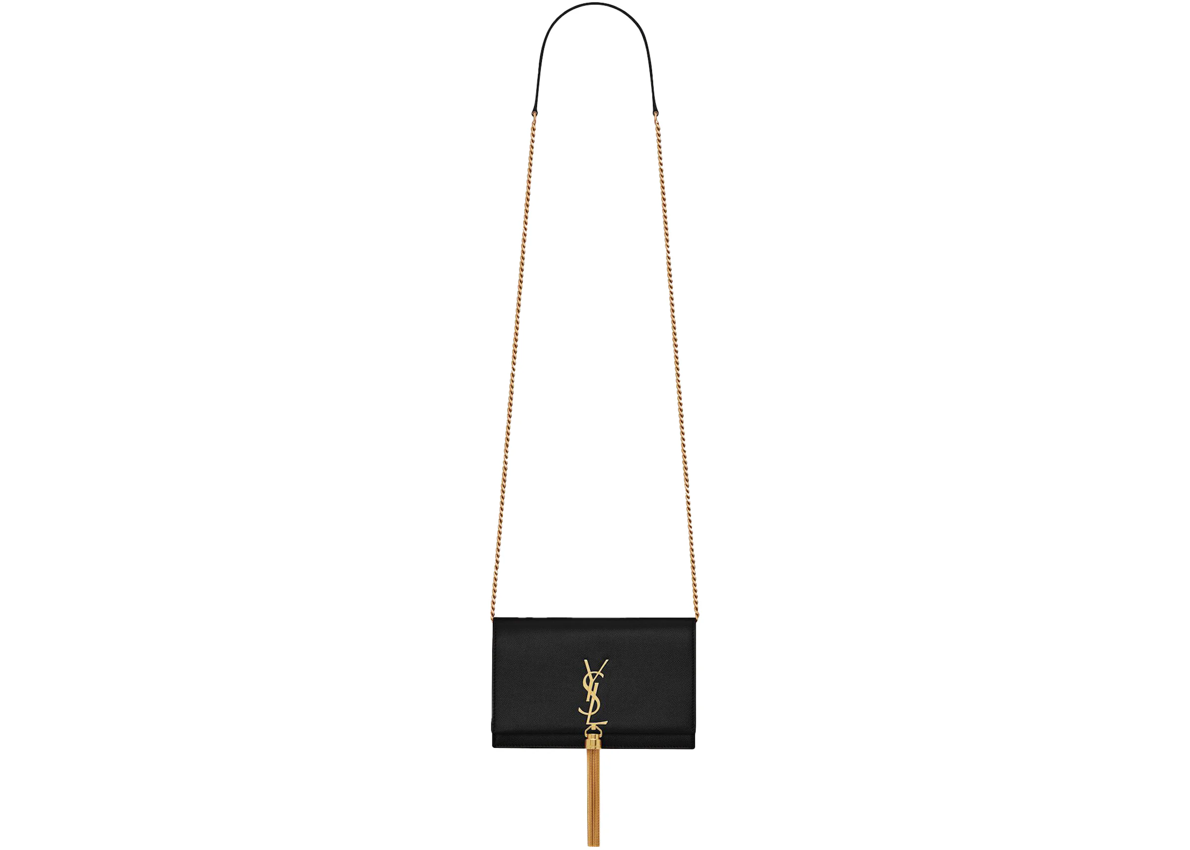 Saint Laurent Kate Tassel Chain Bag Black in Leather with Gold-tone - US