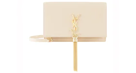 Saint Laurent Kate Tassel Smooth Leather Small Off-White