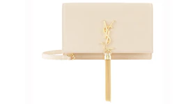 Saint Laurent Kate Tassel Smooth Leather Small Off-White
