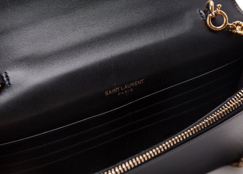 Saint Laurent Kate Wallet on Chain Tassel Black in Smooth Leather with