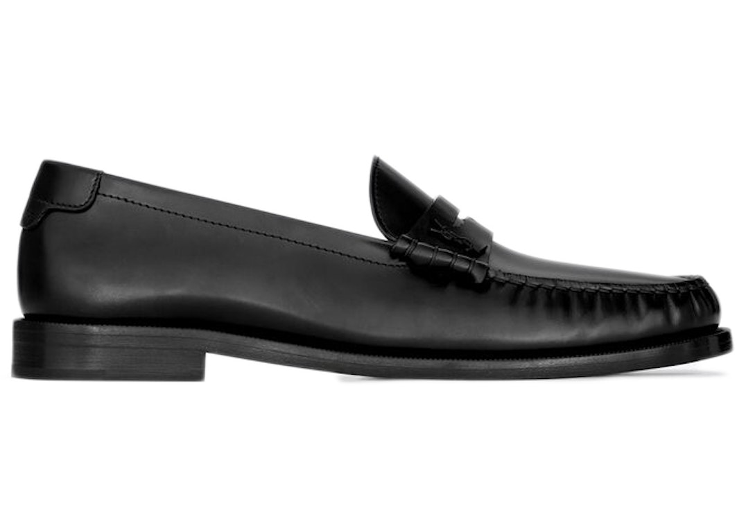 Pre-owned Saint Laurent Le Loafer Penny Slippers Black Leather