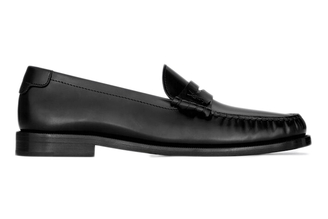 Pre-owned Saint Laurent Le Loafer Penny Slippers Black Leather
