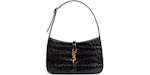 Saint Laurent Le 5 A 7 Croc Embossed Leather Hobo Black