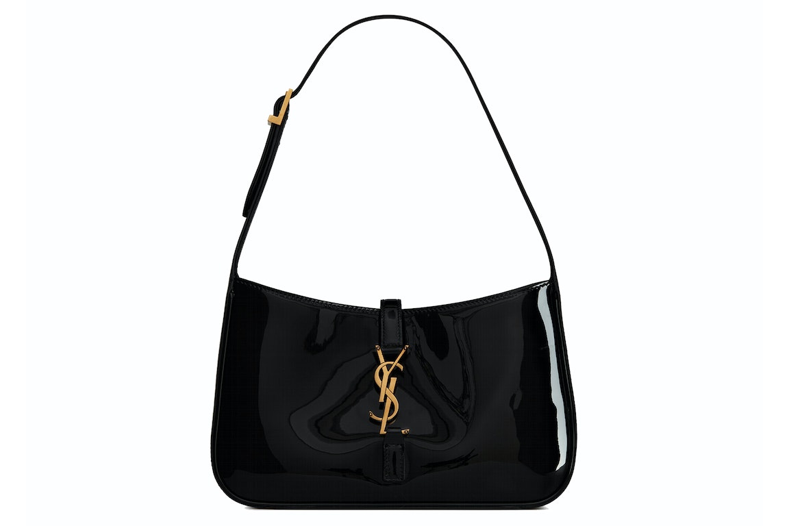 Pre-owned Saint Laurent Le 5 A 7 Hobo Bag In Patent Leather Noir