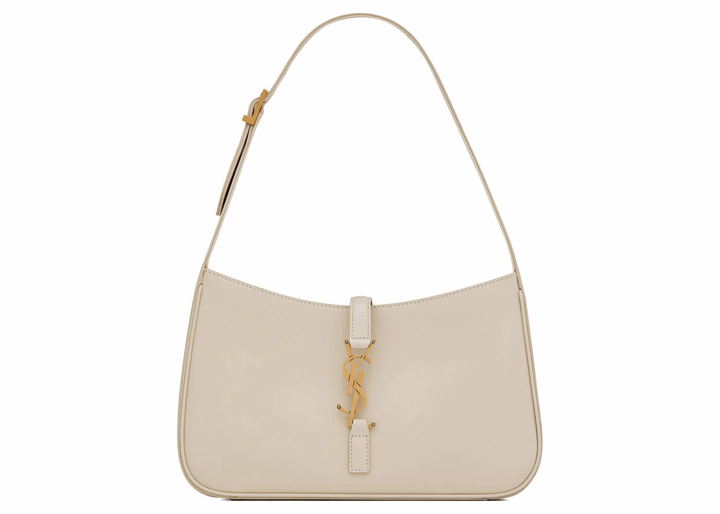 Saint Laurent Le 5 A 7 Hobo Bag In Smooth Leather Blanc Vintage in