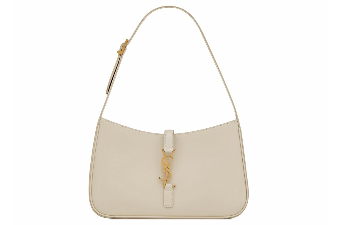 Pre-owned Saint Laurent Le 5 A 7 Hobo Bag In Smooth Leather Blanc Vintage