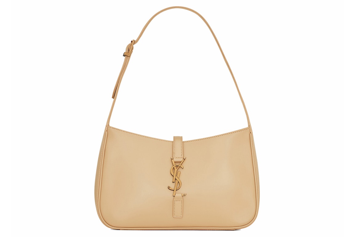 Pre-owned Saint Laurent Le 5 A 7 Hobo Bag In Smooth Leather Ivoire Naturel