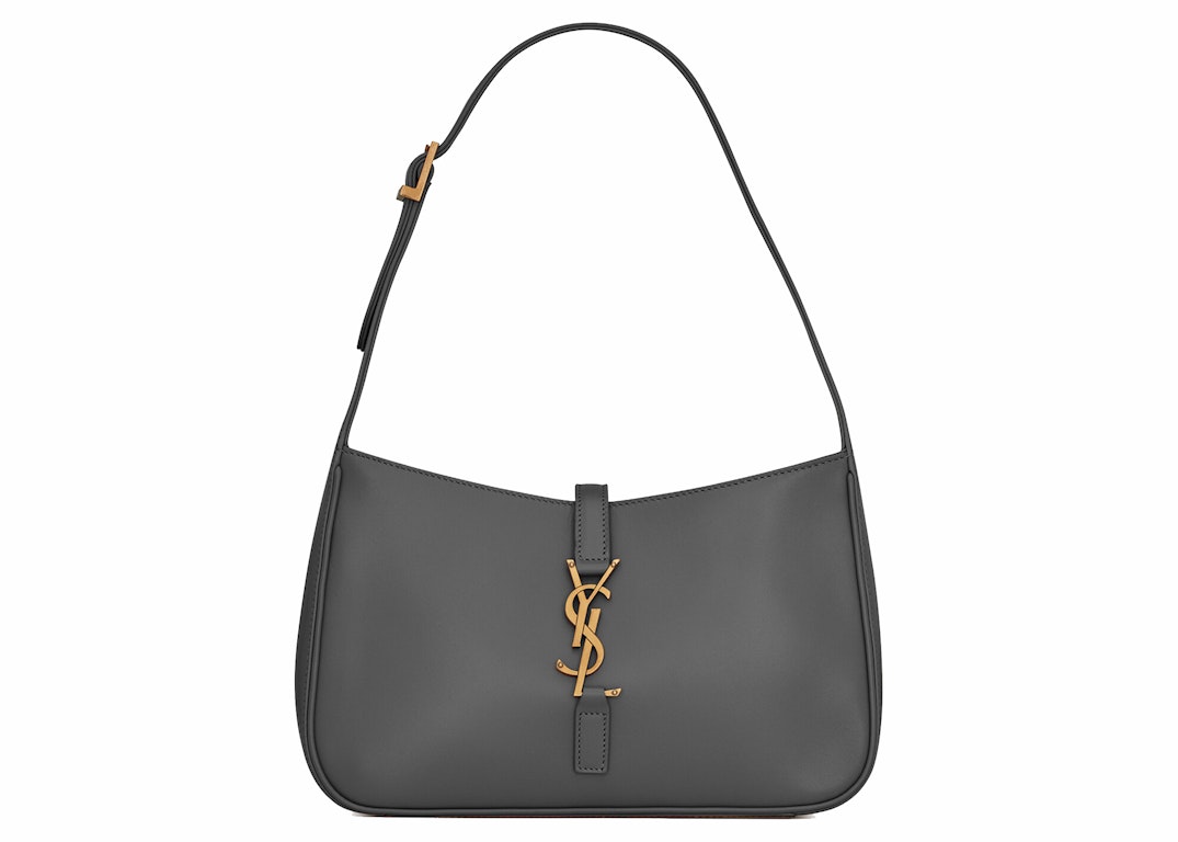 Pre-owned Saint Laurent Le 5 A 7 Hobo Bag In Smooth Leather Storm