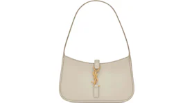 Saint Laurent Le 5 A 7 Mini Hobo Bag In Smooth Leather Blanc Vintage