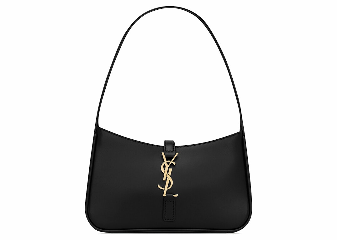 Pre-owned Saint Laurent Le 5 A 7 Mini Hobo Bag In Smooth Leather Noir