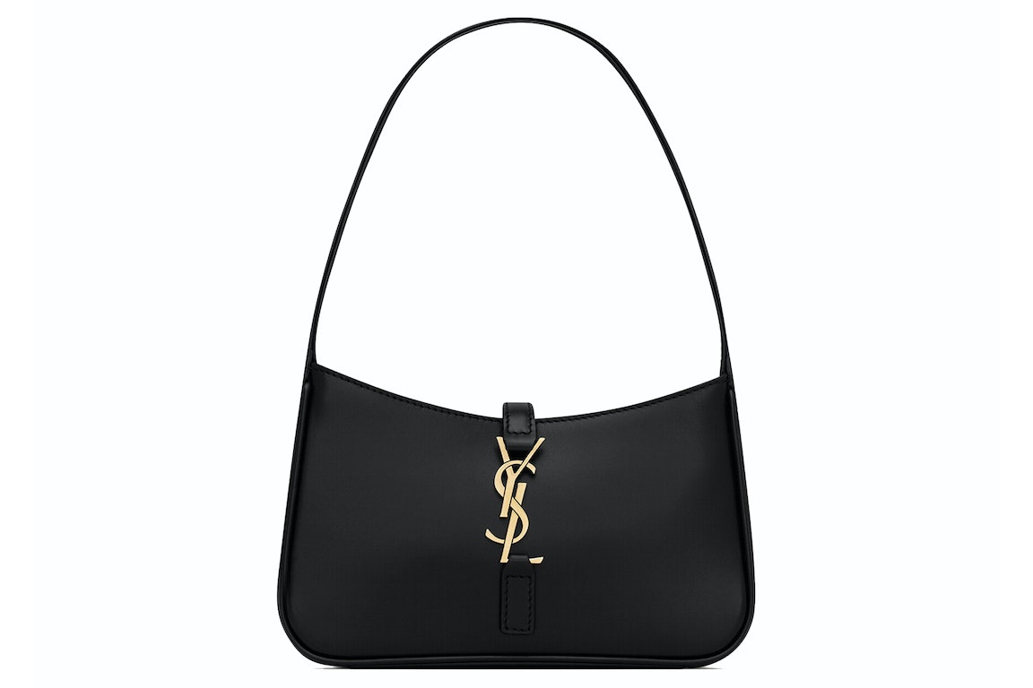 Pre-owned Saint Laurent Le 5 A 7 Mini Hobo Bag In Smooth Leather Noir