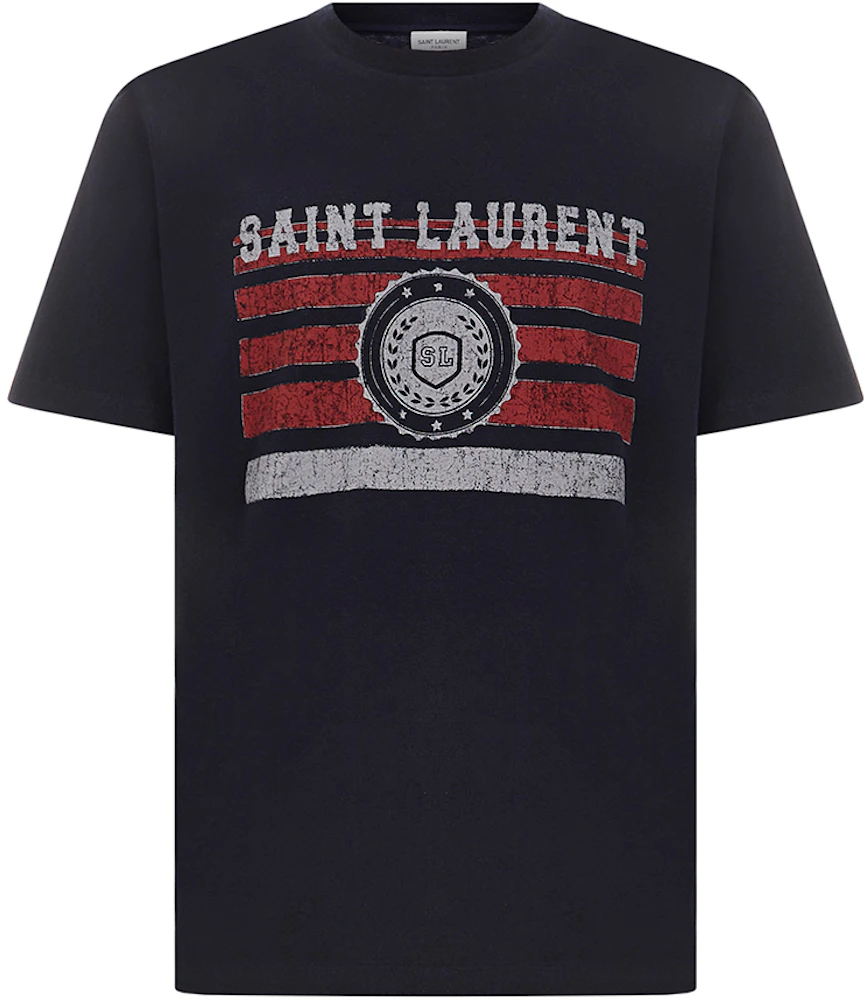 Saint Laurent League Print T-Shirt Navy Men's - US