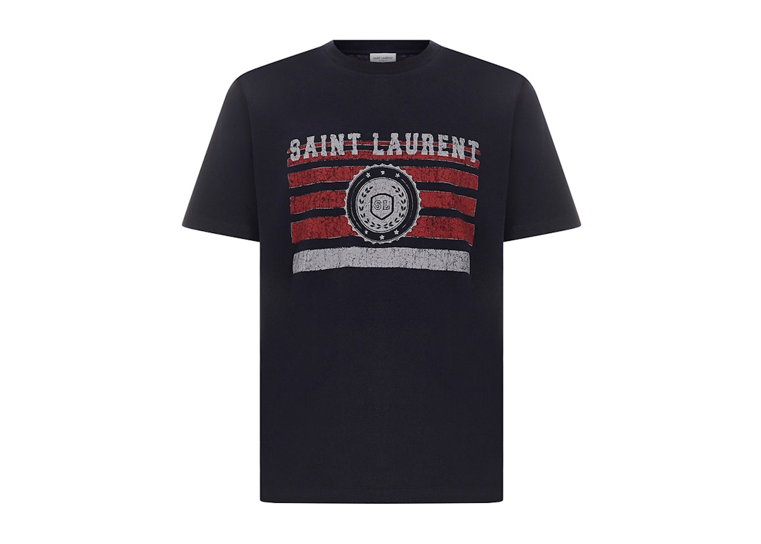 Pre-owned Saint Laurent League Print T-shirt Navy