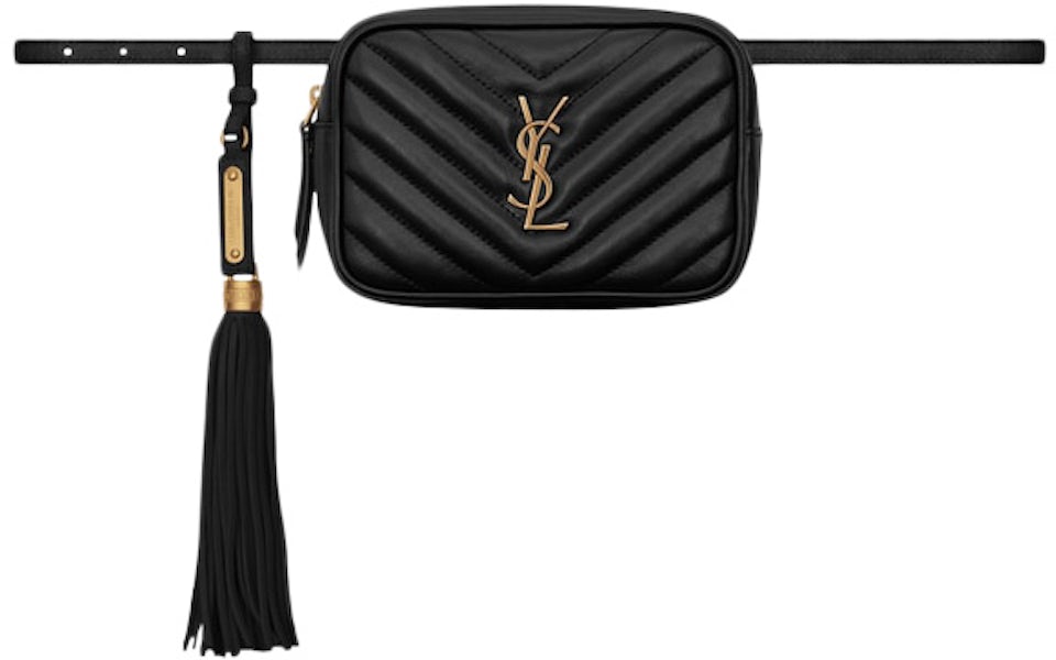 YSL Lou Belt Bag In Quilted Leather Pants in Black Authentic