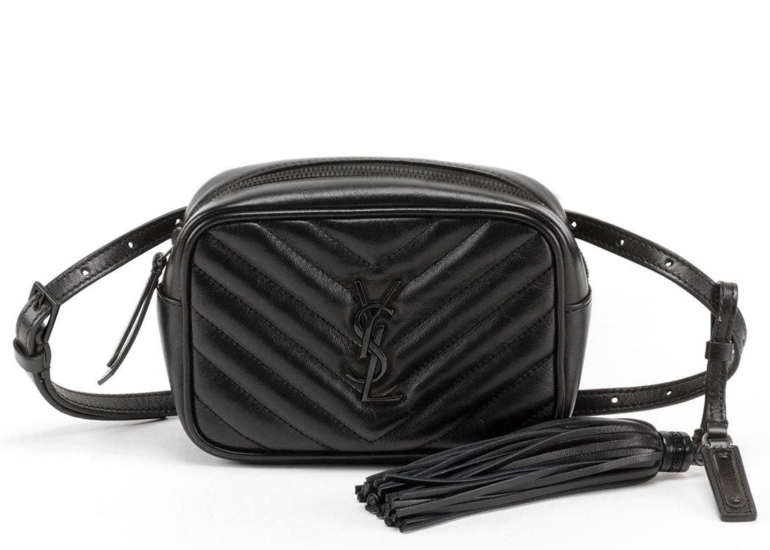 Saint Laurent Lou Belt Bag Quilted Black Hardware Black in 
