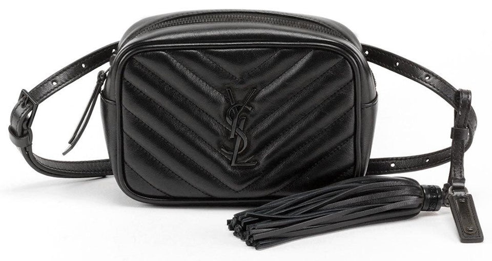 Saint Laurent Lou Belt Bag Quilted Black Hardware Black in