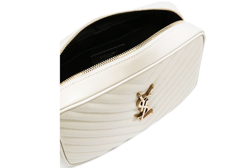 Saint Laurent Lou Camera Bag Quilted Blanc Vintage in Calfskin Leather