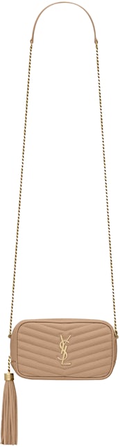 Saint Laurent Lou Crossbody Bag Small Monogram Beige in Calfskin with  Gold-tone - US