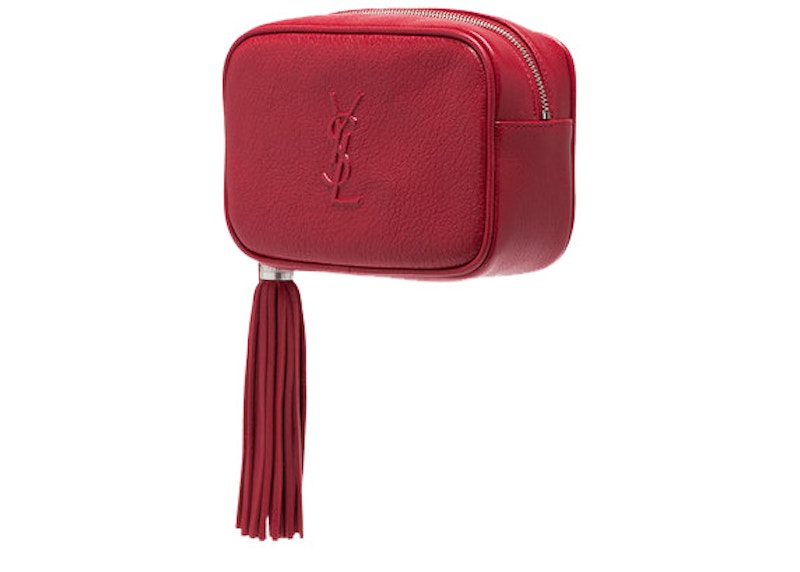 Saint Laurent Lou Monogram Waist Bag Red in Textured Leather with