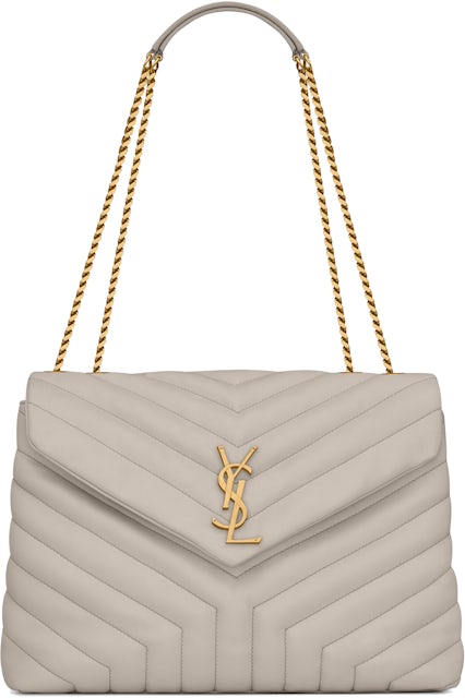 Saint Laurent Loulou Medium Chain Bag Matelasse Y Blanc Vintage in Leather  with Gold-tone - US