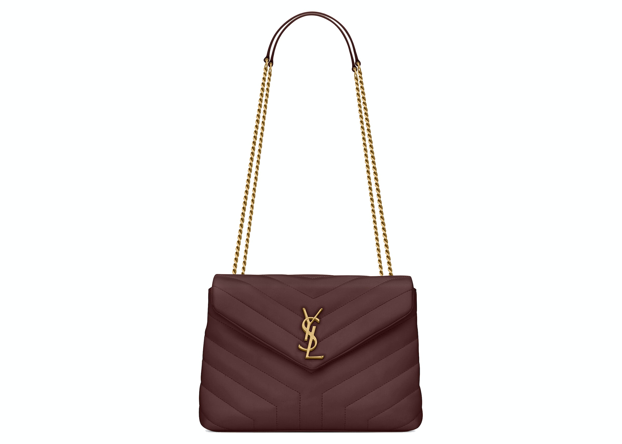 Saint Laurent Loulou Medium Chain Bag Matelasse Y Rouge Legion in Leather  with Gold-tone - US