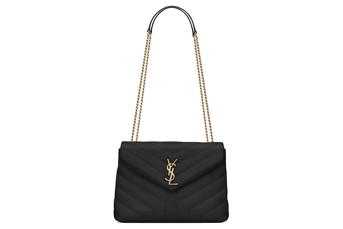 Pre-owned Saint Laurent Loulou Small Chain Bag Matelasse Y Black/gold
