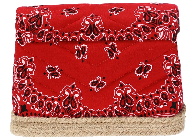 Saint Laurent Loulou Espadrille Bandana Shoulder Bag Red in Cotton