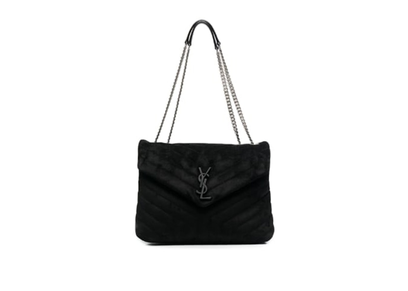 Saint Laurent Loulou Medium Suede Shoulder Bag Black in Suede